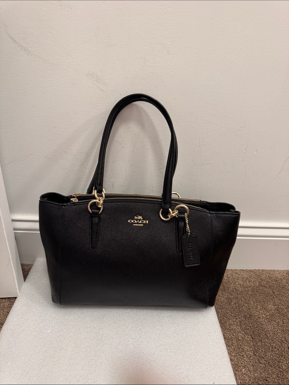 Coach black Christy carryall shoulder bag purse with hangtag